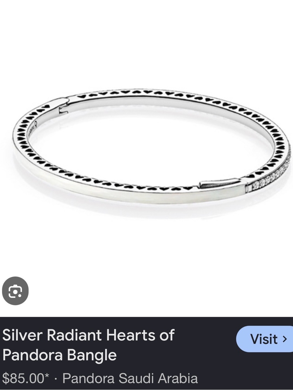 Pandora Silver Radiant Hearts Bangle | Size 1